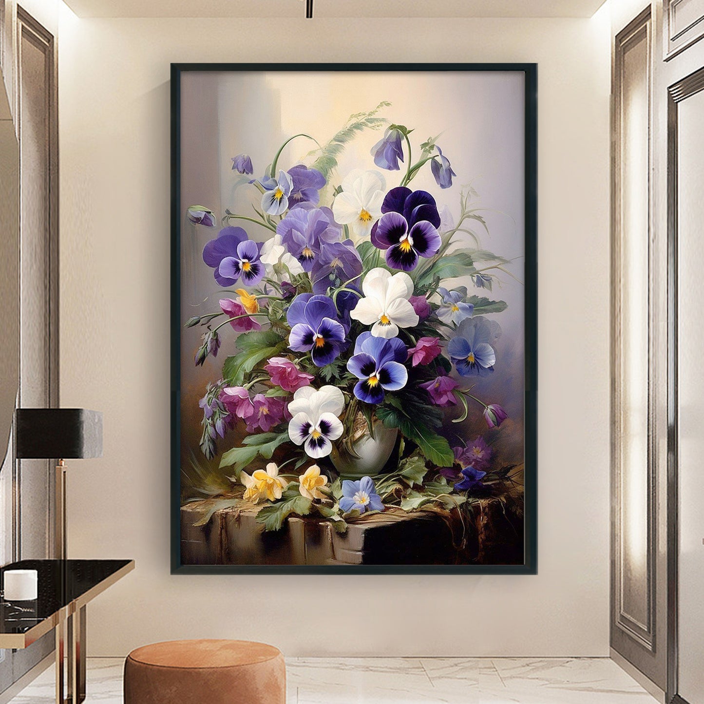 Pansy - Full 11CT Stamped Cross Stitch 40x60CM - Huacan