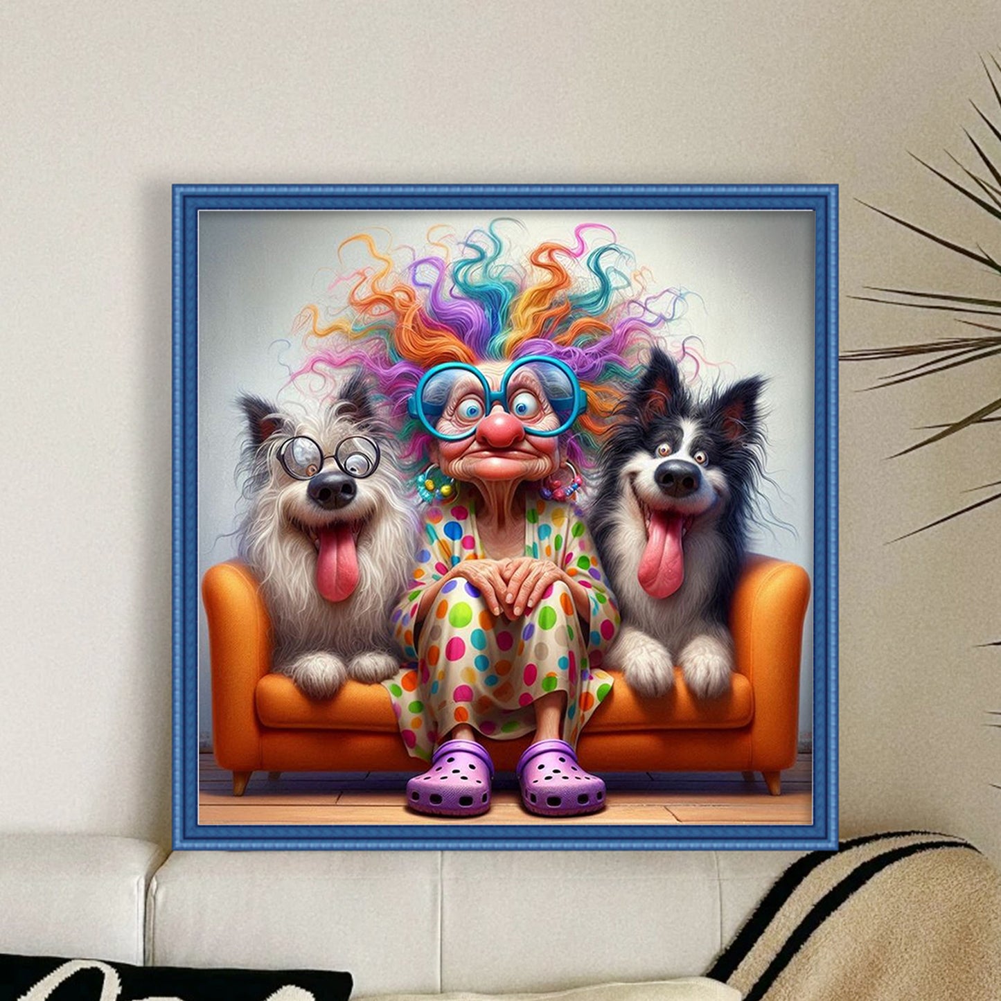 Old Lady And Dog - Full 11CT Stamped Cross Stitch 40x40CM - Huacan