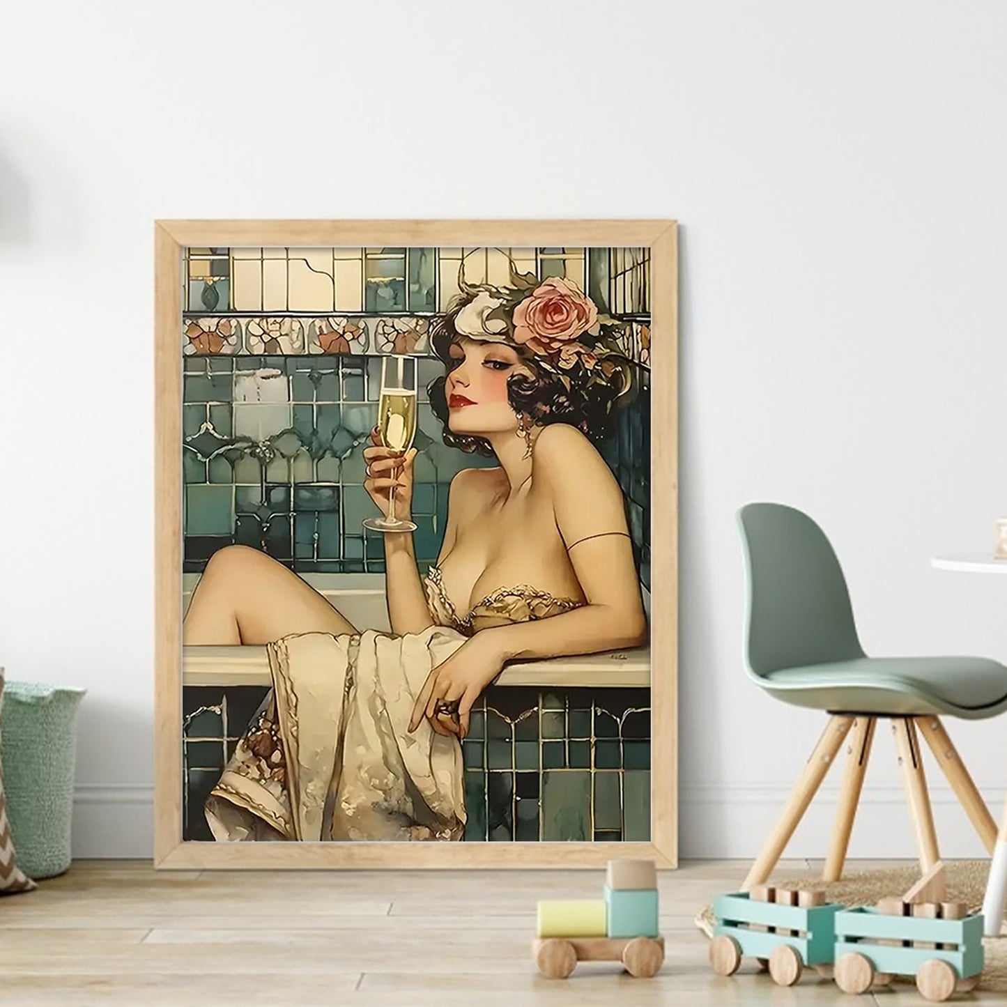 Woman In Bathtub - Full 11CT Stamped Cross Stitch 40x50CM - Huacan