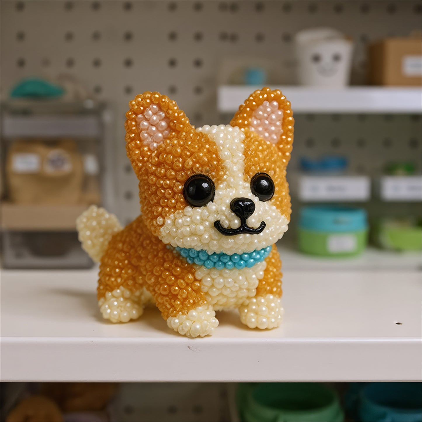 DIY Dog Bead Embroidery Kit 3D Animal Dog Shape Bead Embroidery Set (Corgi)
