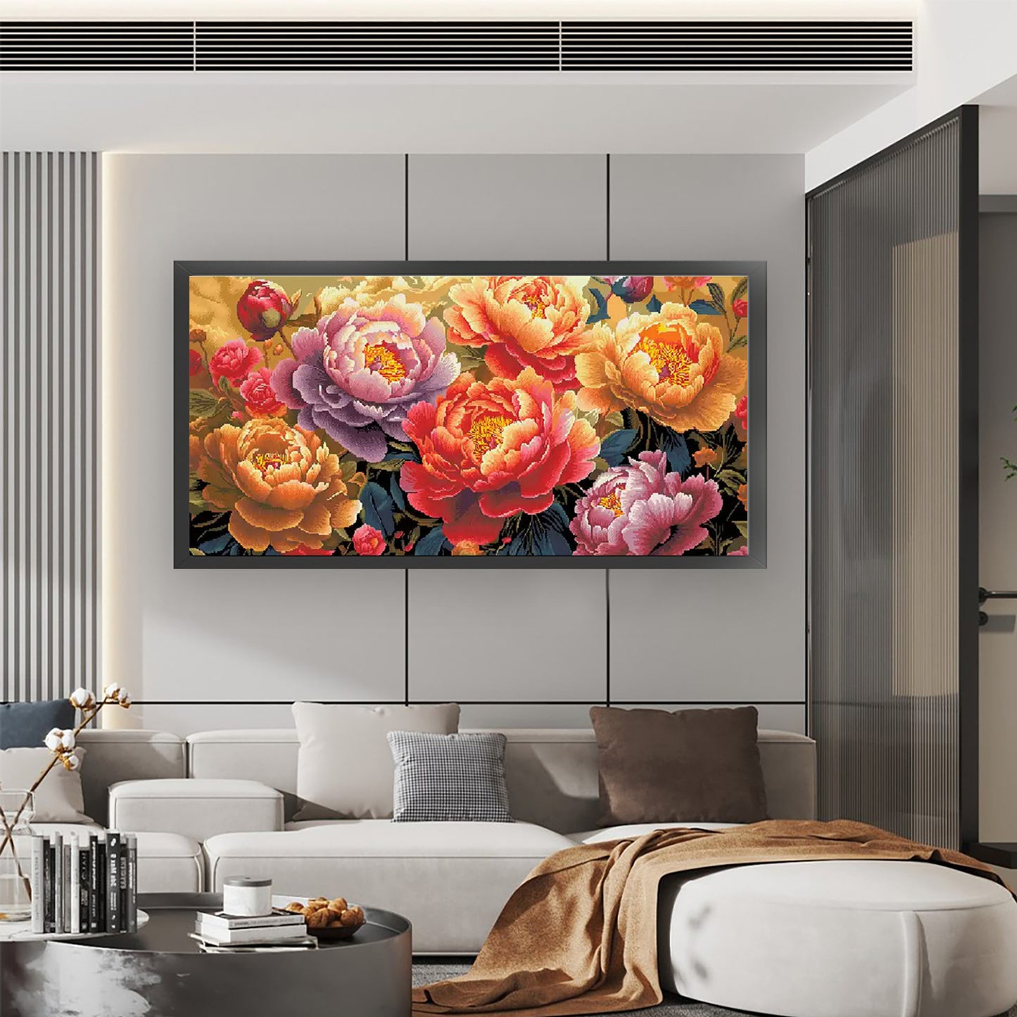 Large Blossom Prosperity - Full 11CT Stamped Cross Stitch 200x93CM - Mona Lisa