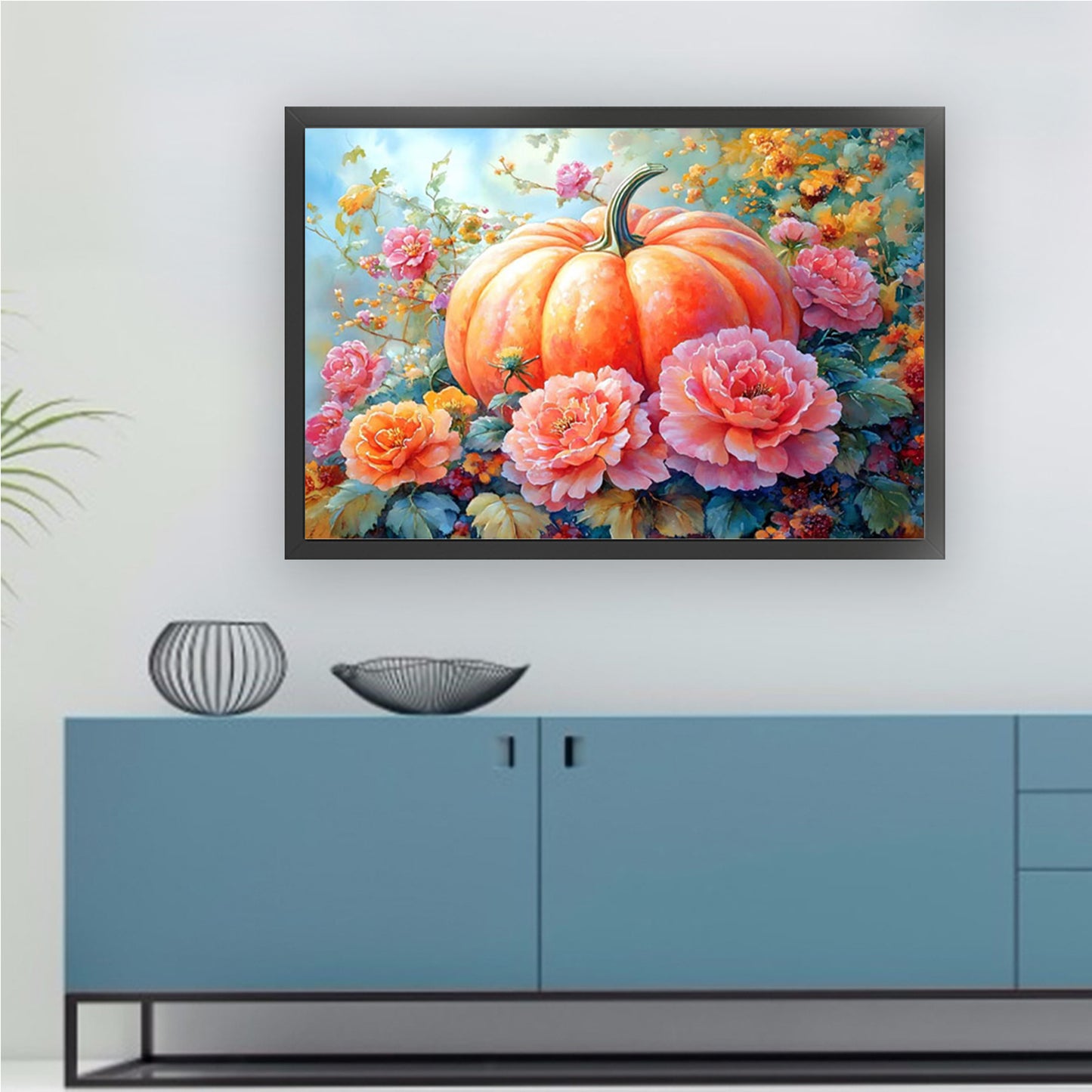Pumpkin And Peony - Full 11CT Stamped Cross Stitch 70x50CM - Mona Lisa