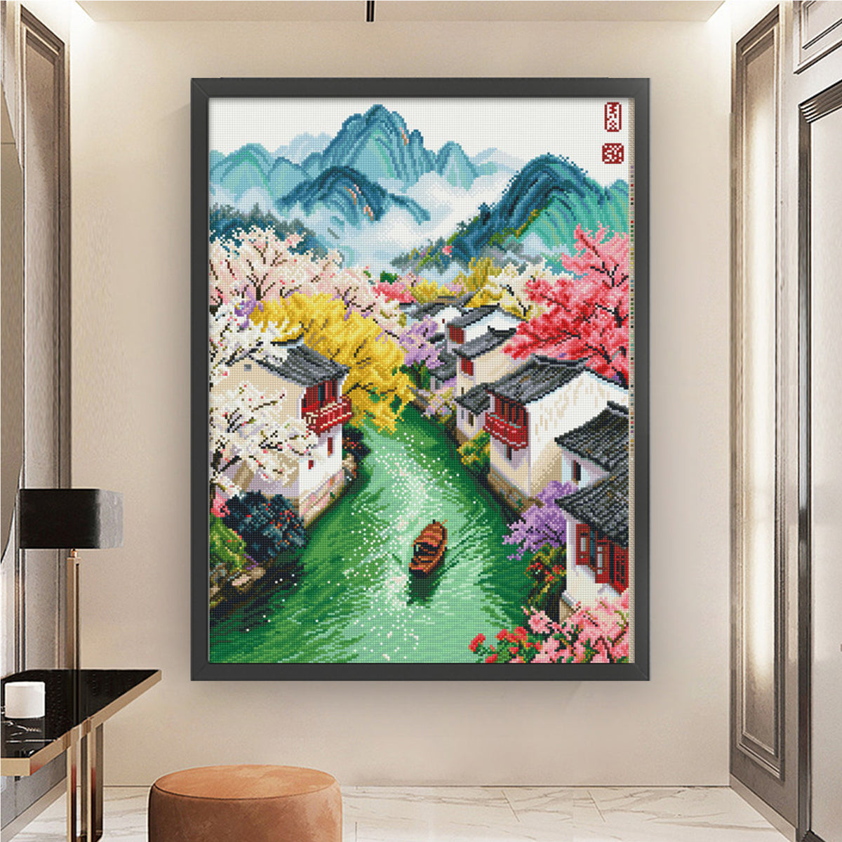 Frühlings-Jiangnan – Vollständiges 11CT Stempel-Kreuzstichset 50x67cm – Mona Lisa