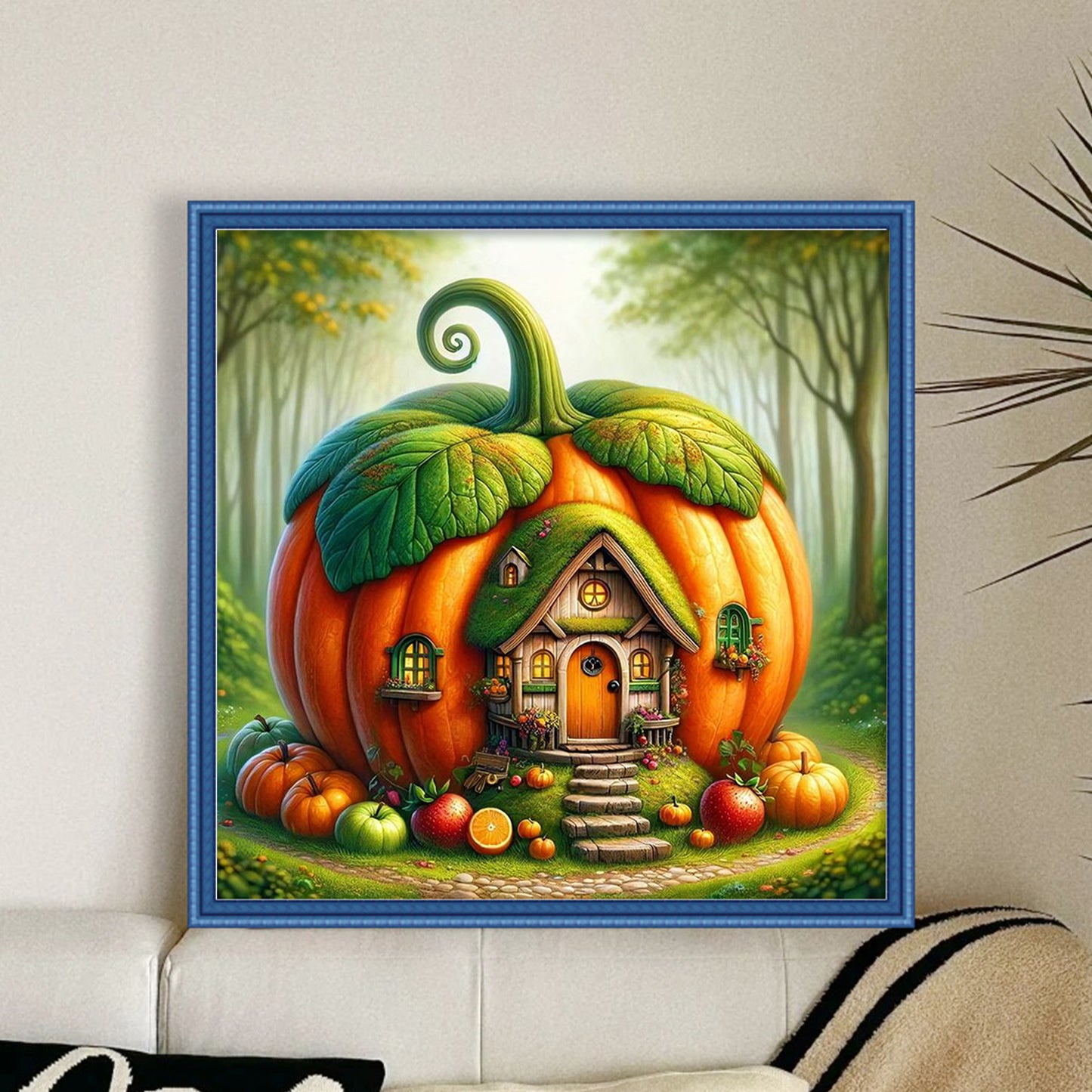 Pumpkin House - Full 11CT Stamped Cross Stitch 40x40CM - Diy