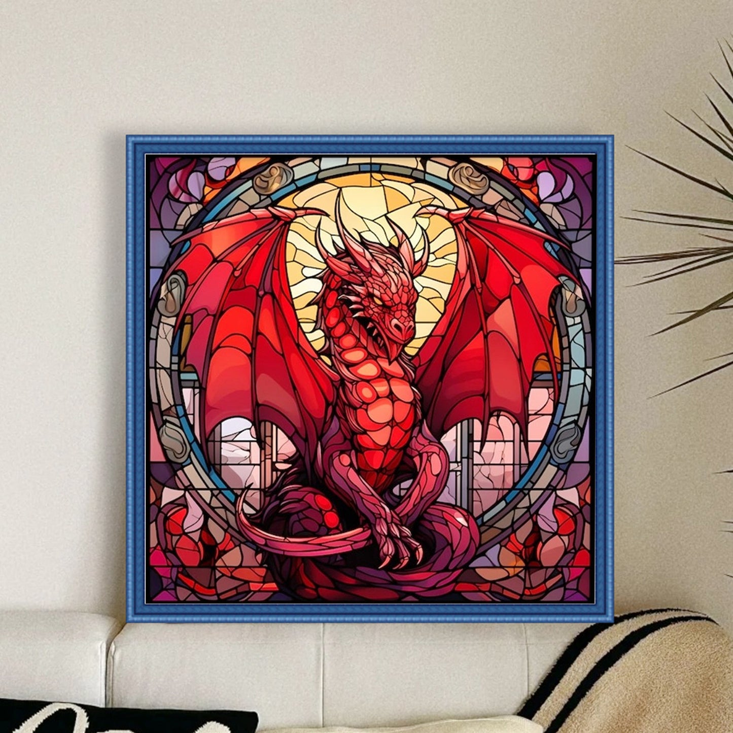 Glass Painting - Pterosaur - Full 11CT Stamped Cross Stitch 40x40CM - Huacan
