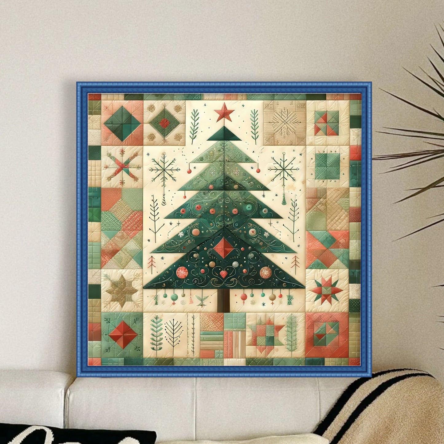 Spliced Christmas Tree - Full 14CT Stamped Cross Stitch 40x40CM - Huacan