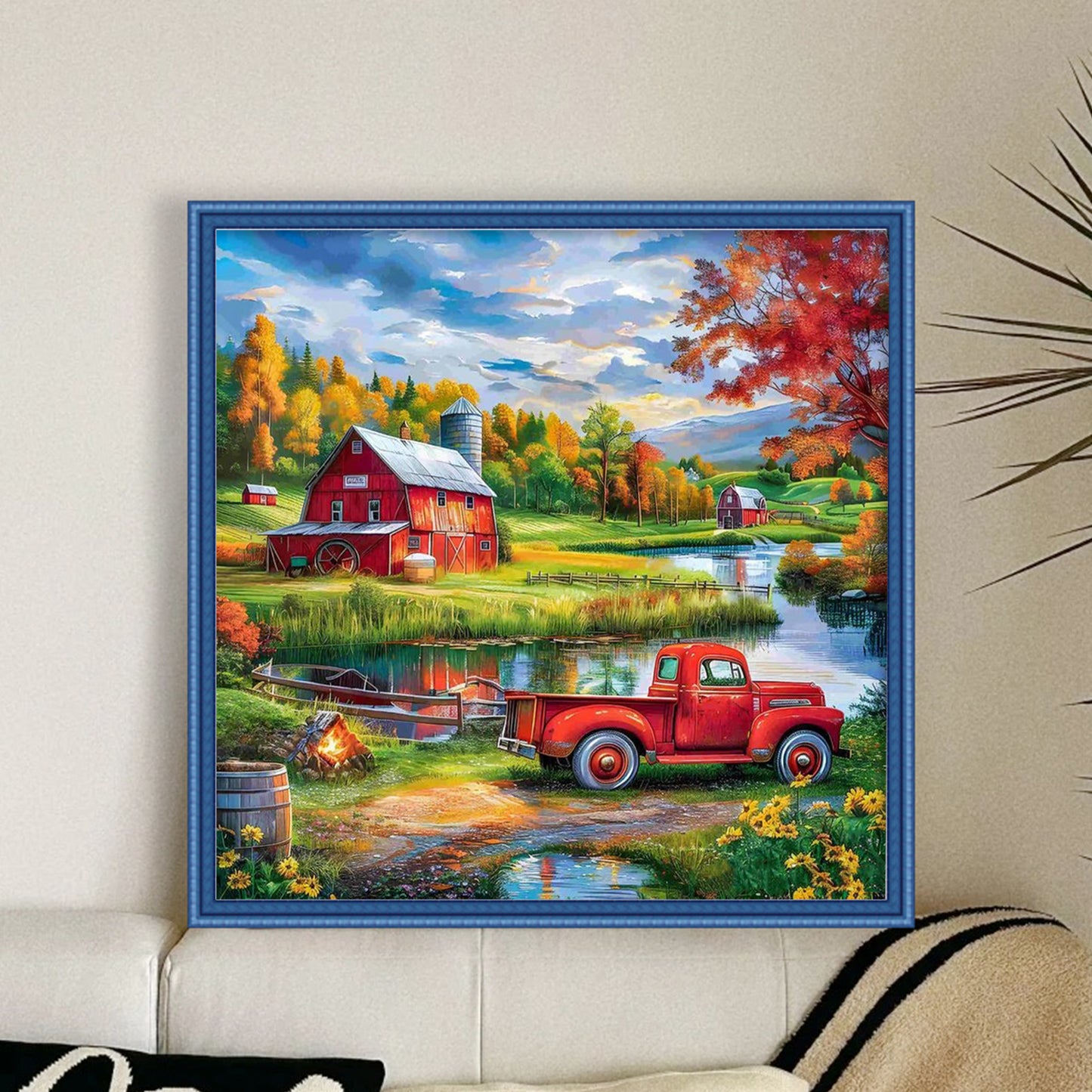 Farm Truck - Full 14CT Counted Cross Stitch 40x40CM - Yishu