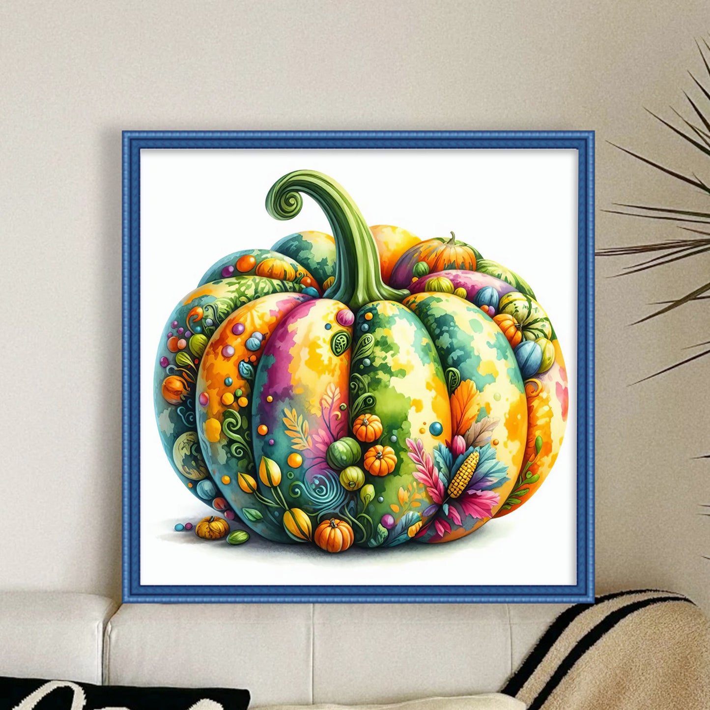 Watercolor Pumpkin - Full 11CT Stamped Cross Stitch 45x45CM - Huacan