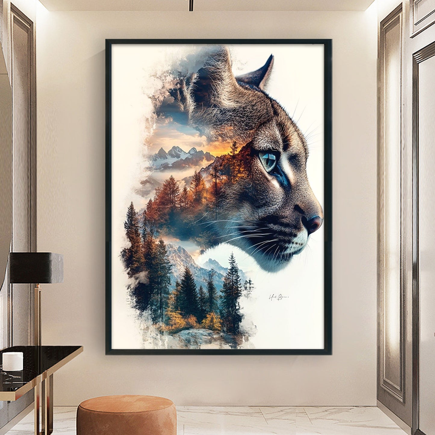Cheetah Silhouette In Forest - Full 11CT Stamped Cross Stitch 40x60CM - Huacan