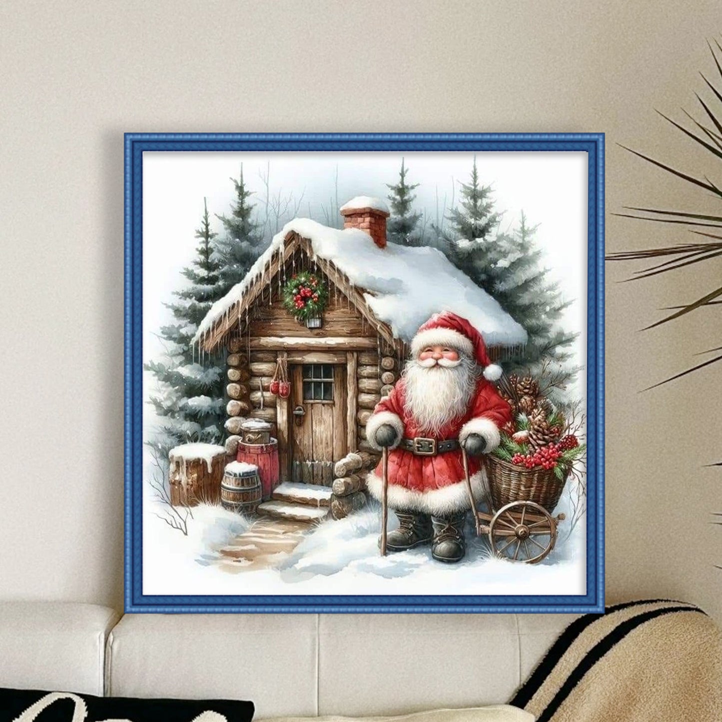Christmas Cottage - Full 11CT Stamped Cross Stitch 45x45CM - Huacan