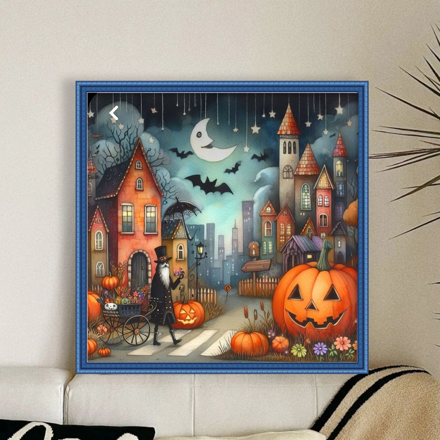 Halloween Night Town - Full 11CT Stamped Cross Stitch 45x45CM - Huacan