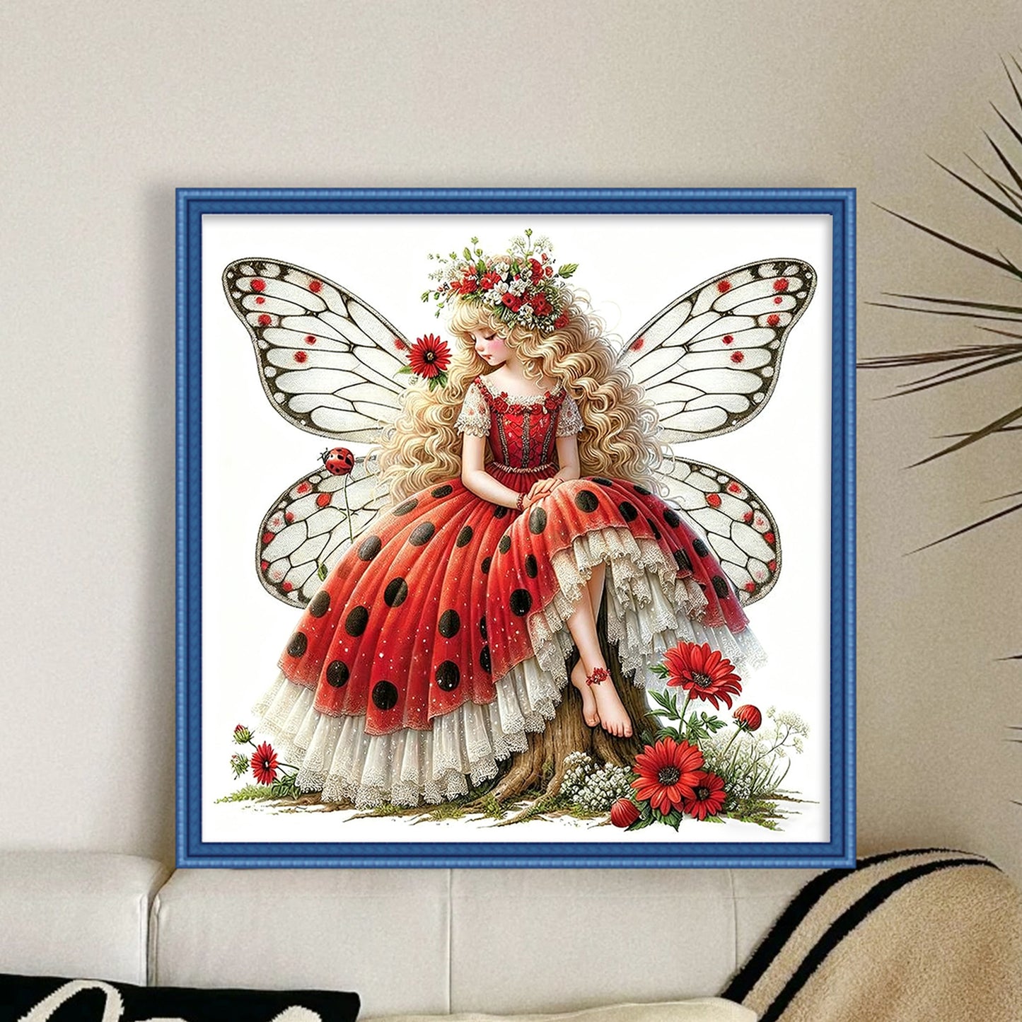 Butterfly Fairy - Full 11CT Stamped Cross Stitch 45x45CM - Huacan