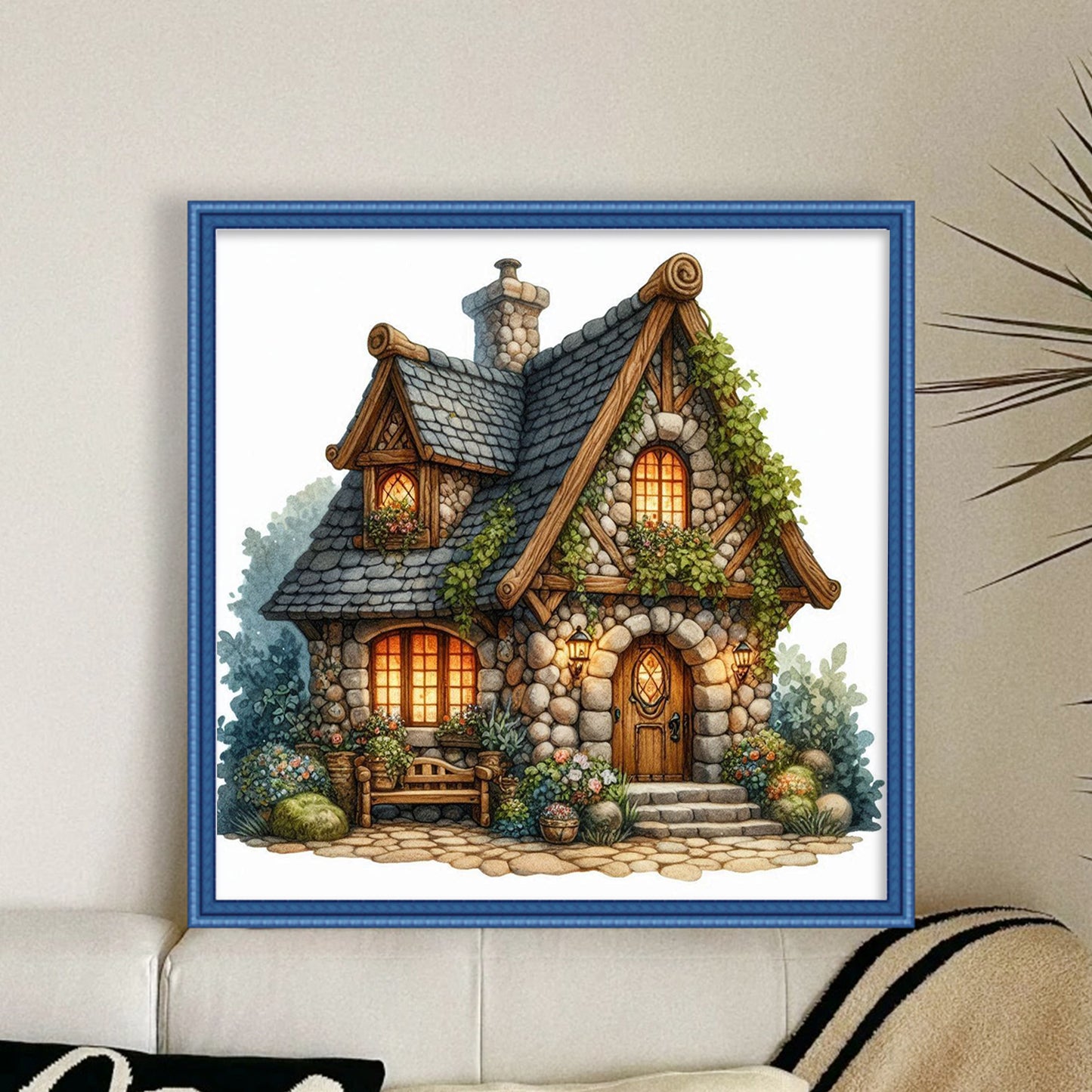 Cottage - Full 11CT Stamped Cross Stitch 40x40CM - Huacan