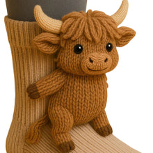 Load image into Gallery viewer, 1 Pair 3D Doll Socks Funny Knit Animal Socks for Girls Women (Highland Cow)