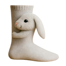 Load image into Gallery viewer, 1 Pair 3D Doll Socks Funny Knit Animal Socks Floor Socks for Girls (Rabbit)