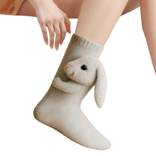 Load image into Gallery viewer, 1 Pair 3D Doll Socks Funny Knit Animal Socks Floor Socks for Girls (Rabbit)
