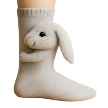 Load image into Gallery viewer, 1 Pair 3D Doll Socks Funny Knit Animal Socks Floor Socks for Girls (Rabbit)