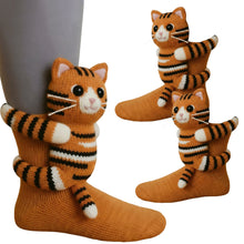 Load image into Gallery viewer, 1 Pair 3D Doll Socks Funny Knit Animal Socks Floor Socks for Girls(Little tiger)