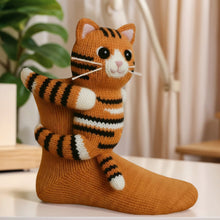 Load image into Gallery viewer, 1 Pair 3D Doll Socks Funny Knit Animal Socks Floor Socks for Girls(Little tiger)