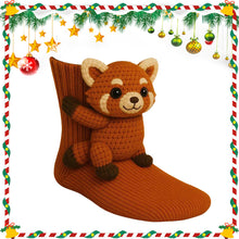 Load image into Gallery viewer, 1 Pair 3D Doll Socks Funny Knit Animal Socks Floor Socks for Girls (Raccoon)