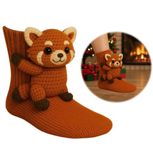 Load image into Gallery viewer, 1 Pair 3D Doll Socks Funny Knit Animal Socks Floor Socks for Girls (Raccoon)