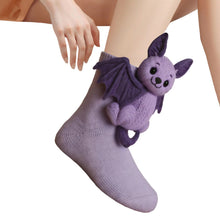 Load image into Gallery viewer, 1 Pair 3D Doll Socks Funny Knit Animal Socks Floor Socks for Girls (Bat)