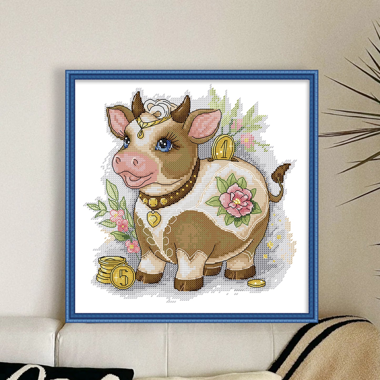 Lucky Ox - Partial 14CT Stamped Cross Stitch 29x29CM - Joy Sunday Backstitch+Half Cross Stitch