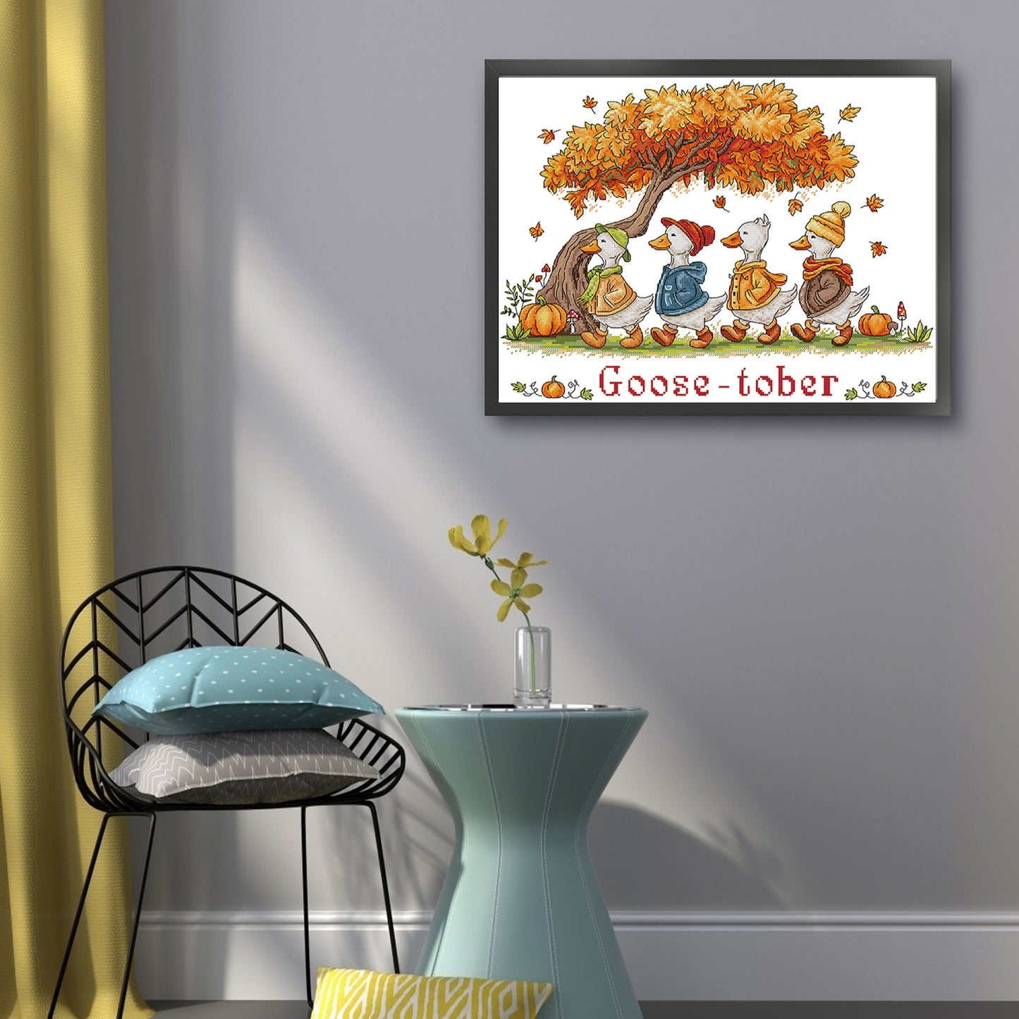 Autumn Geese - Partial 14CT Stamped Cross Stitch 46x37CM - Joy Sunday Backstitch+Half Cross Stitch