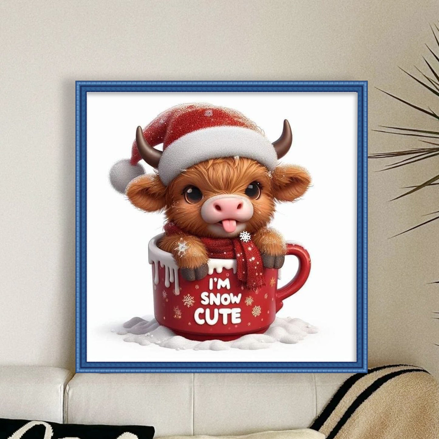 Christmas Yak - Full 18CT Stamped Cross Stitch 20x20CM - Huacan