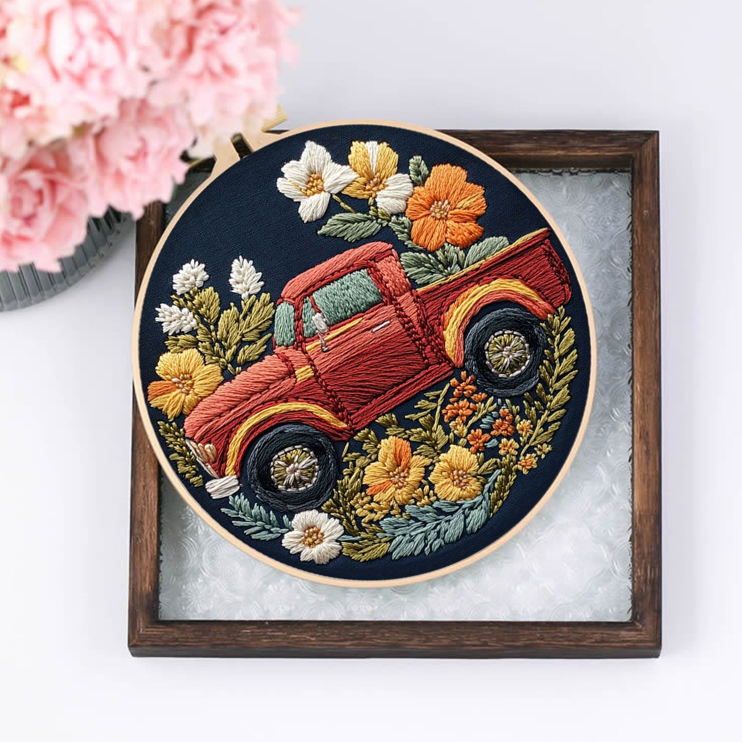 4PCS Horse - DIY Embroidery Cross Stitch Kit with Pattern Cotton Threads Needles Hoop 25x25CM/9.84x9.84in