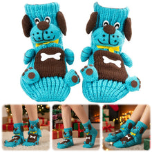 Load image into Gallery viewer, Long Stocking Stuffers Socks Chunky Knit Floor Slipper Sock Christmas (Blue Dog)