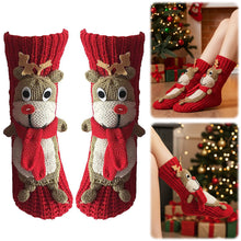 Load image into Gallery viewer, Long Stocking Stuffers Socks Chunky Knit Floor Slipper Sock Christmas (Red Elk)