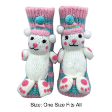 Load image into Gallery viewer, Long Stocking Stuffers Sock Chunky Knit Floor Slipper Sock Christmas (Pink Bear)
