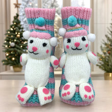 Load image into Gallery viewer, Long Stocking Stuffers Sock Chunky Knit Floor Slipper Sock Christmas (Pink Bear)