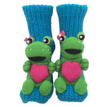Load image into Gallery viewer, Long Stocking Stuffers Socks Chunky Knit Floor Slipper Sock Christmas(Blue Frog)