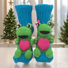 Load image into Gallery viewer, Long Stocking Stuffers Socks Chunky Knit Floor Slipper Sock Christmas(Blue Frog)