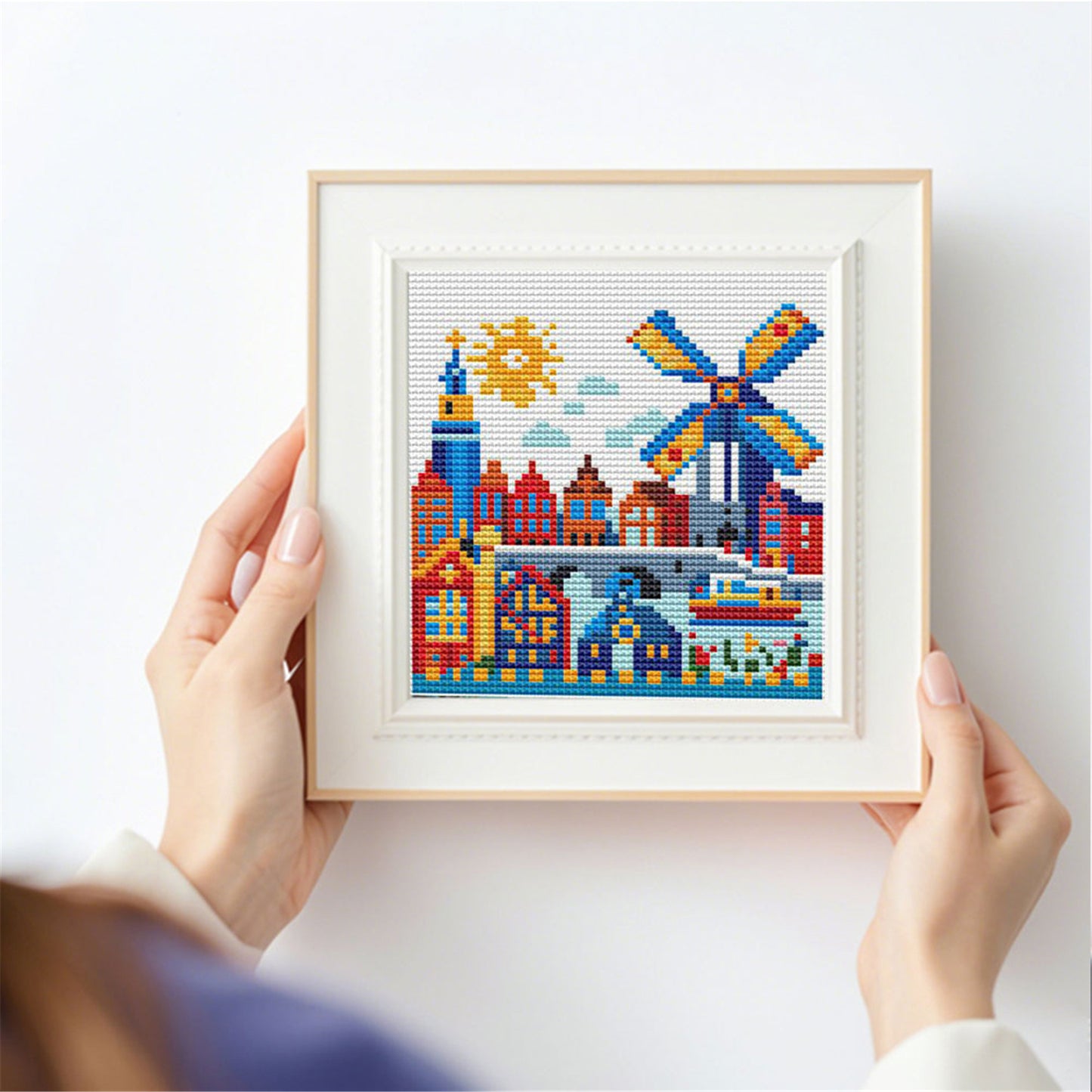 Characteristic Architecture - Partial 11CT Stamped Cross Stitch 15x15CM - Huacan
