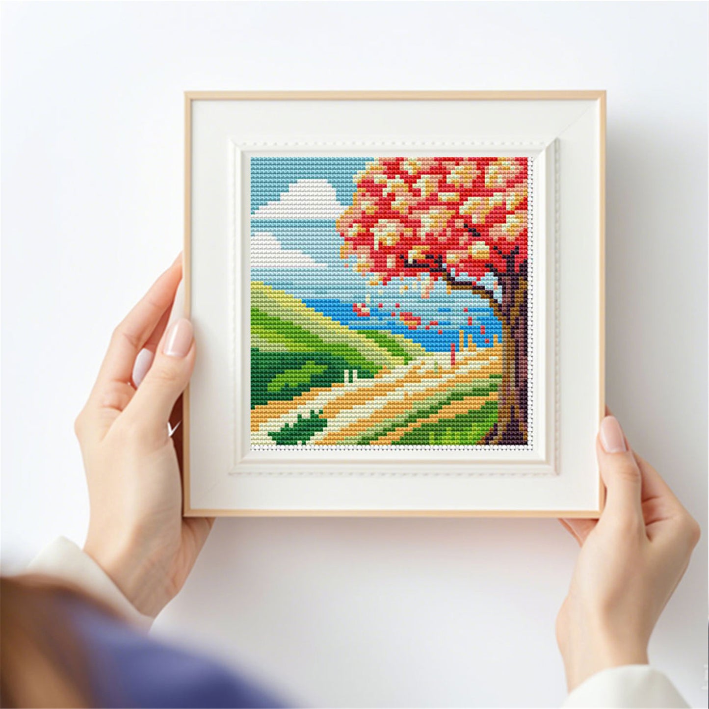 Spring Scenery - Full 11CT Stamped Cross Stitch 15x15CM - Huacan