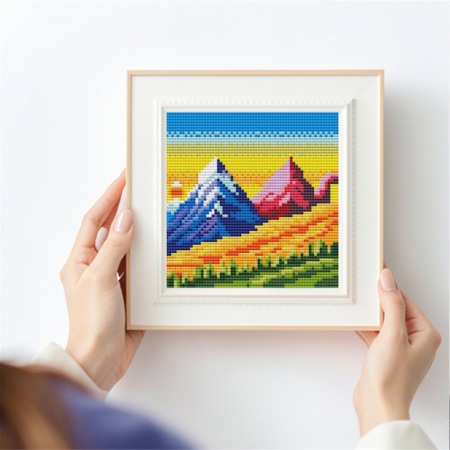 Colorful Sunset - Full 11CT Stamped Cross Stitch 15x15CM - Huacan
