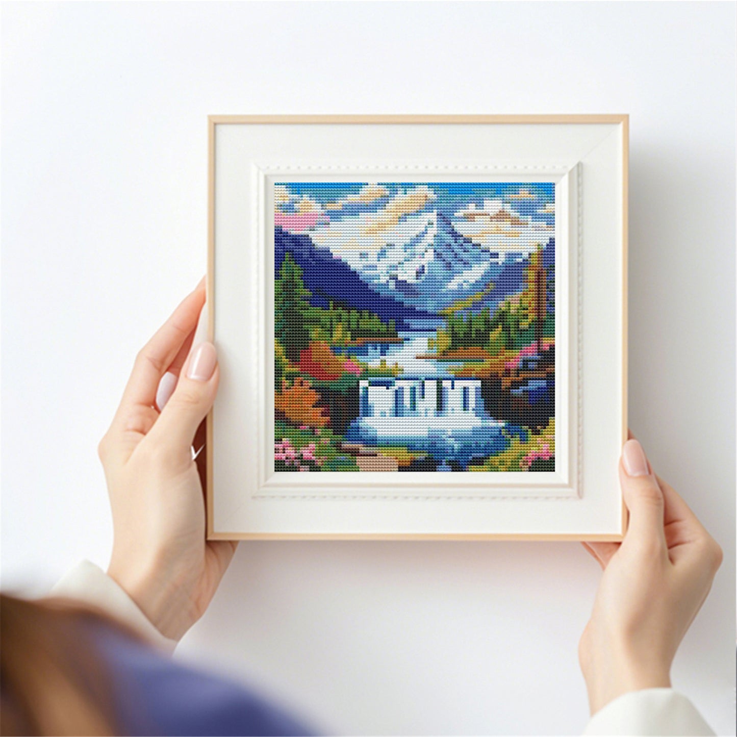 Blue Sky And White Clouds - Full 11CT Stamped Cross Stitch 15x15CM - Huacan