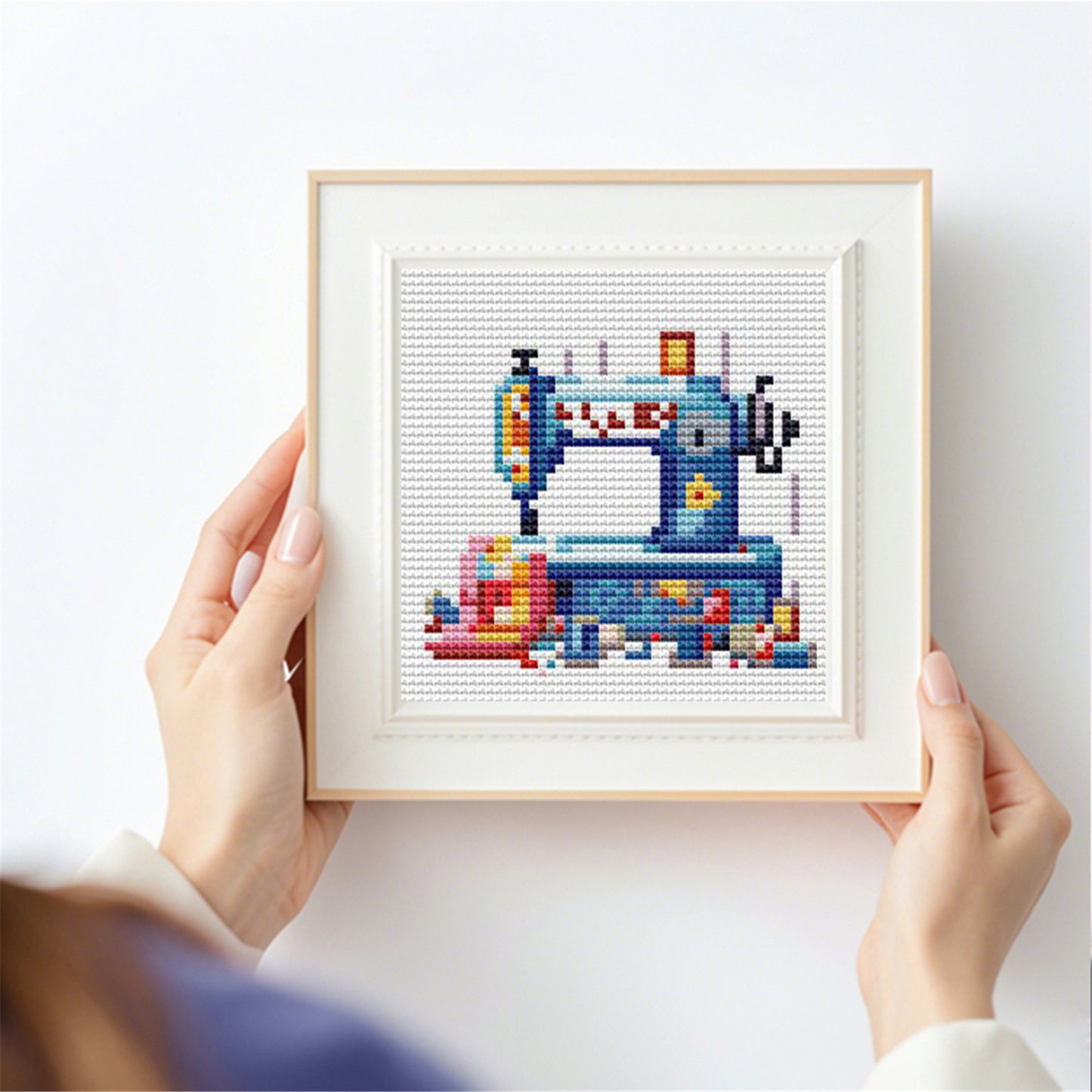Sewing Machine - Partial 11CT Stamped Cross Stitch 15x15CM - Huacan