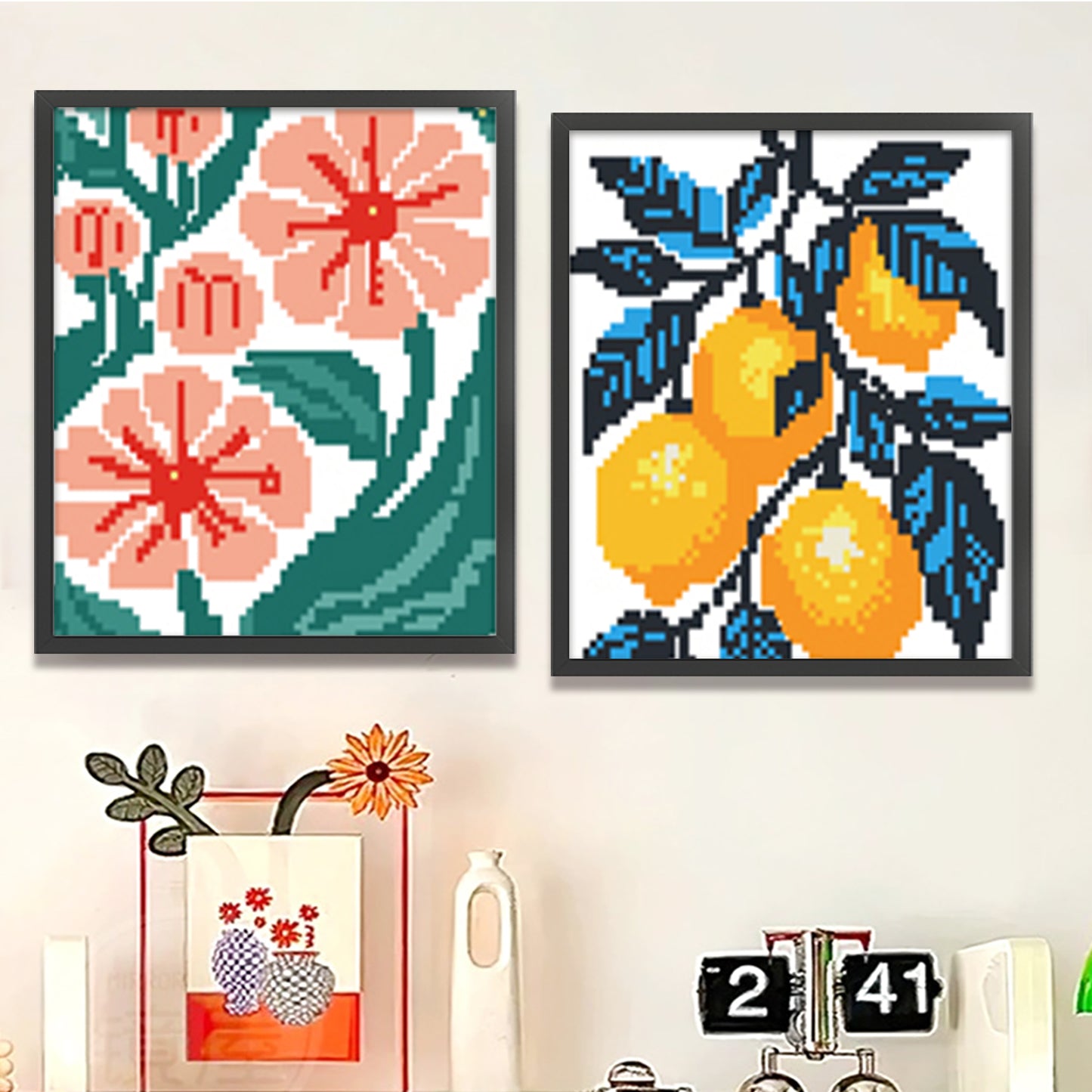 Lemon And Flowers - Partial 11CT Stamped Cross Stitch 15x17CM - Huacan