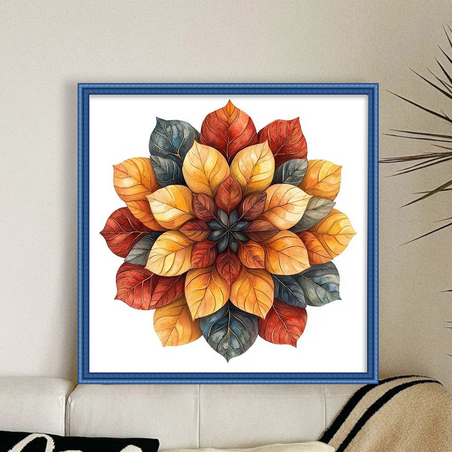 Leaf Mandala - Full 11CT Stamped Cross Stitch 40x40CM - Huacan