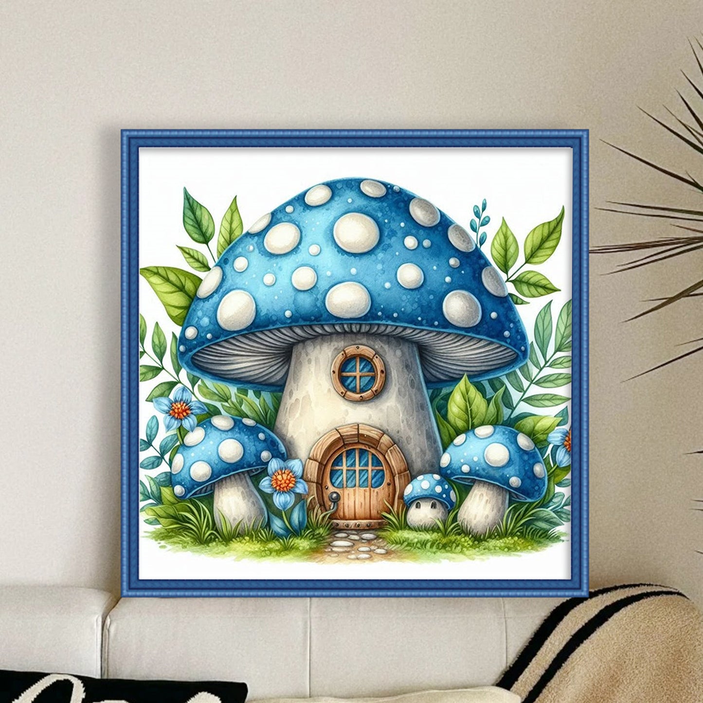 Mushroom House - Full 11CT Stamped Cross Stitch 40x40CM - Huacan