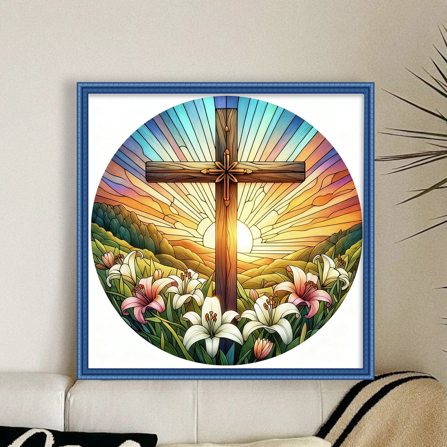 Glass Painting - Jesus - Full 14CT Stamped Cross Stitch 40x40CM - Huacan