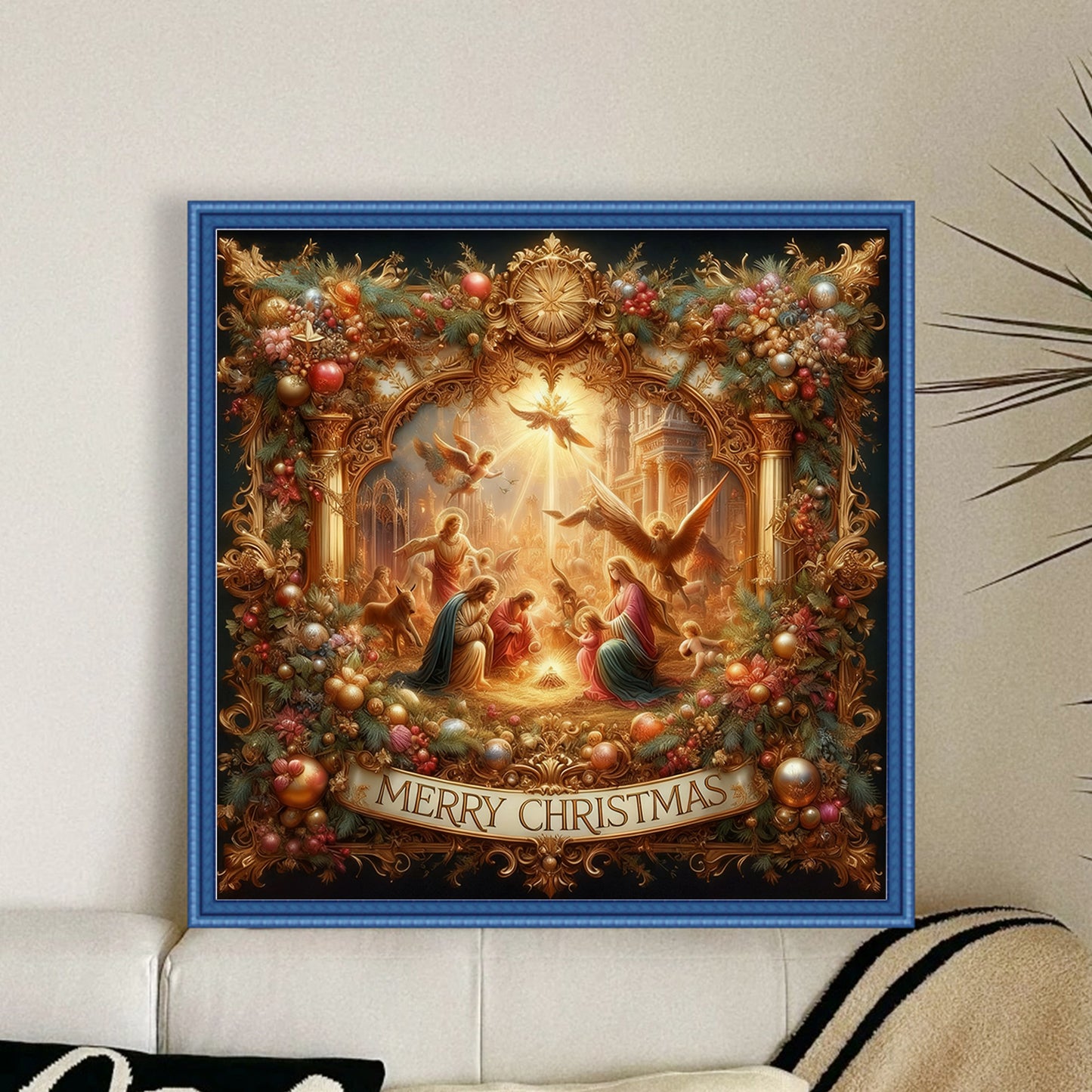 Christmas Jesus - Full 14CT Stamped Cross Stitch 40x40CM - Huacan
