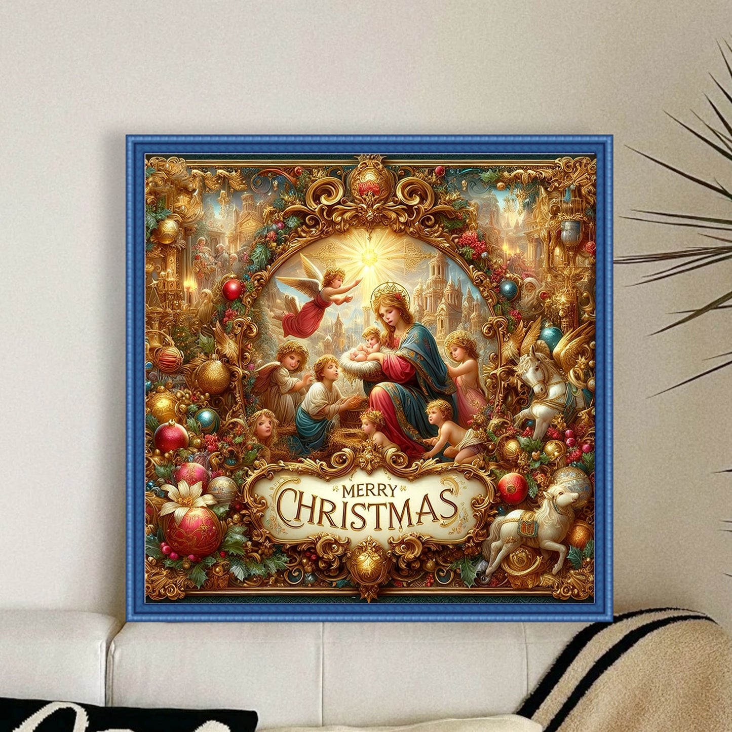 Christmas Jesus - Full 14CT Stamped Cross Stitch 40x40CM - Huacan