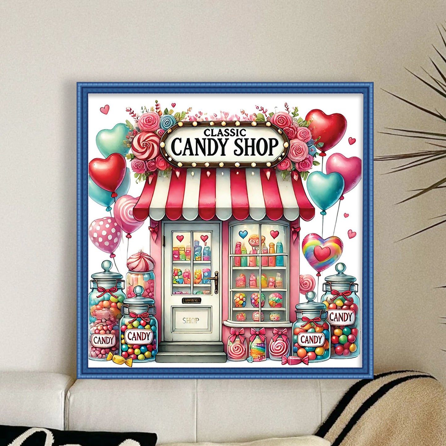 Candy Shop - Full 11CT Stamped Cross Stitch 40x40CM - Huacan