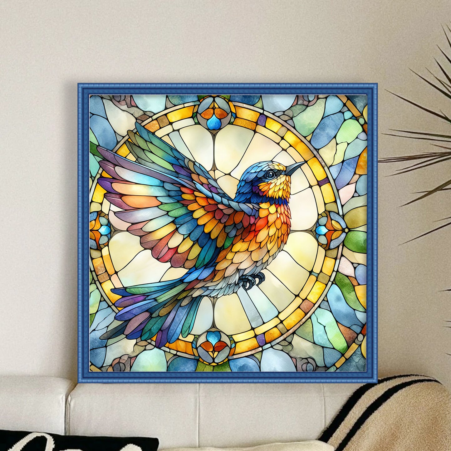 Glass Painting - Bird - Full 11CT Stamped Cross Stitch 40x40CM - Huacan