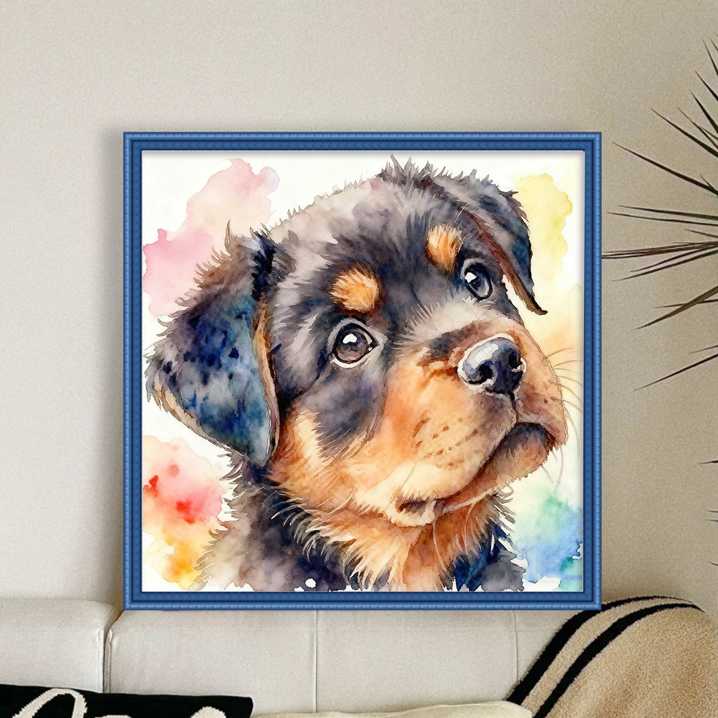 Rottweiler Puppy-Dog - Full 18CT Stamped Cross Stitch 20x20CM - Huacan
